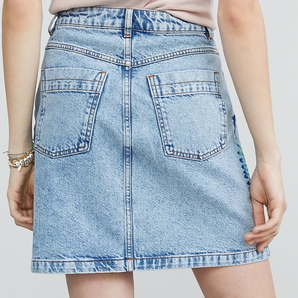 Anthropologie Farm Rio Embroidered Denim Mini Skirt - Picture 6 of 11
